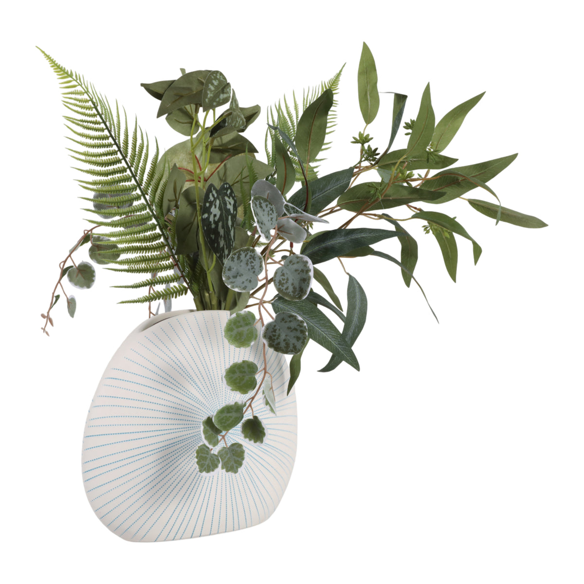 Lochford Blue/White Round Dotted Shell Vase