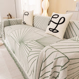 Modern Minimalist Chenille Line Pattern Sofa Cover, Dust and Scratch Resistant Throw Blankets for Couch