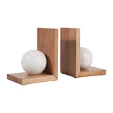 Mono Lake Natural/White Bookends with Marble Orb (Set of 2)
