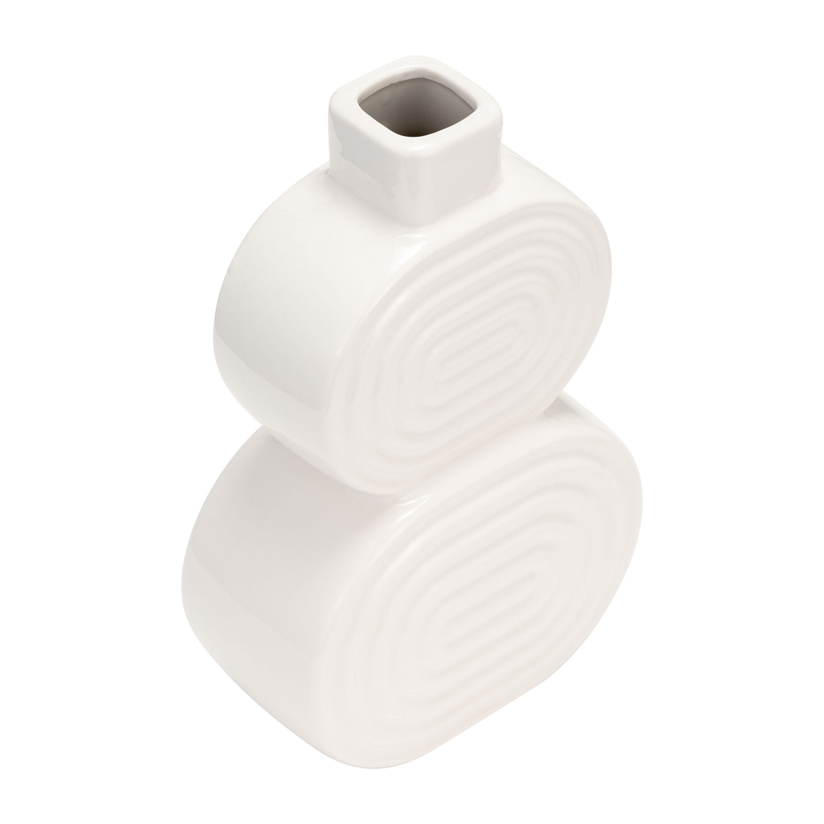 Saxon White Small Ceramic Stacked Circles Vase