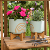 Lovelock Mint Arch Planters with Stand (Set of 2)