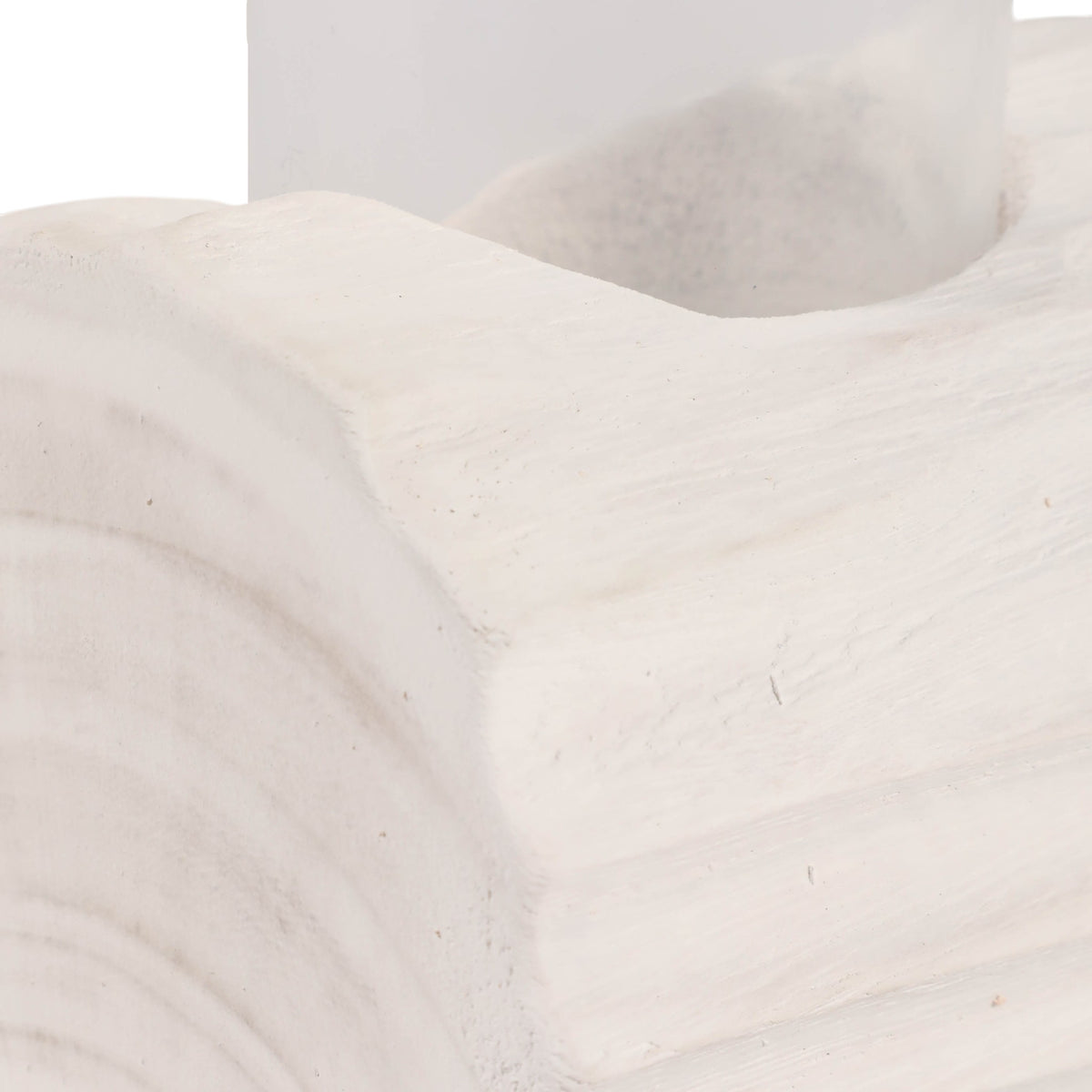 Shrub White/Tan Wood Log 5-Cup Tealight Holder