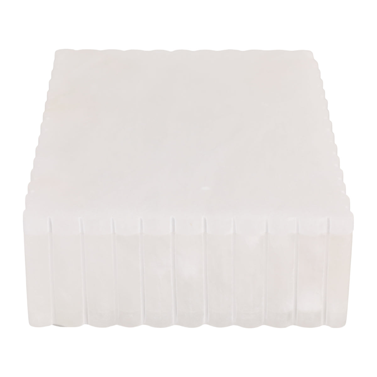 Meridian White Ribbed Alabaster Box