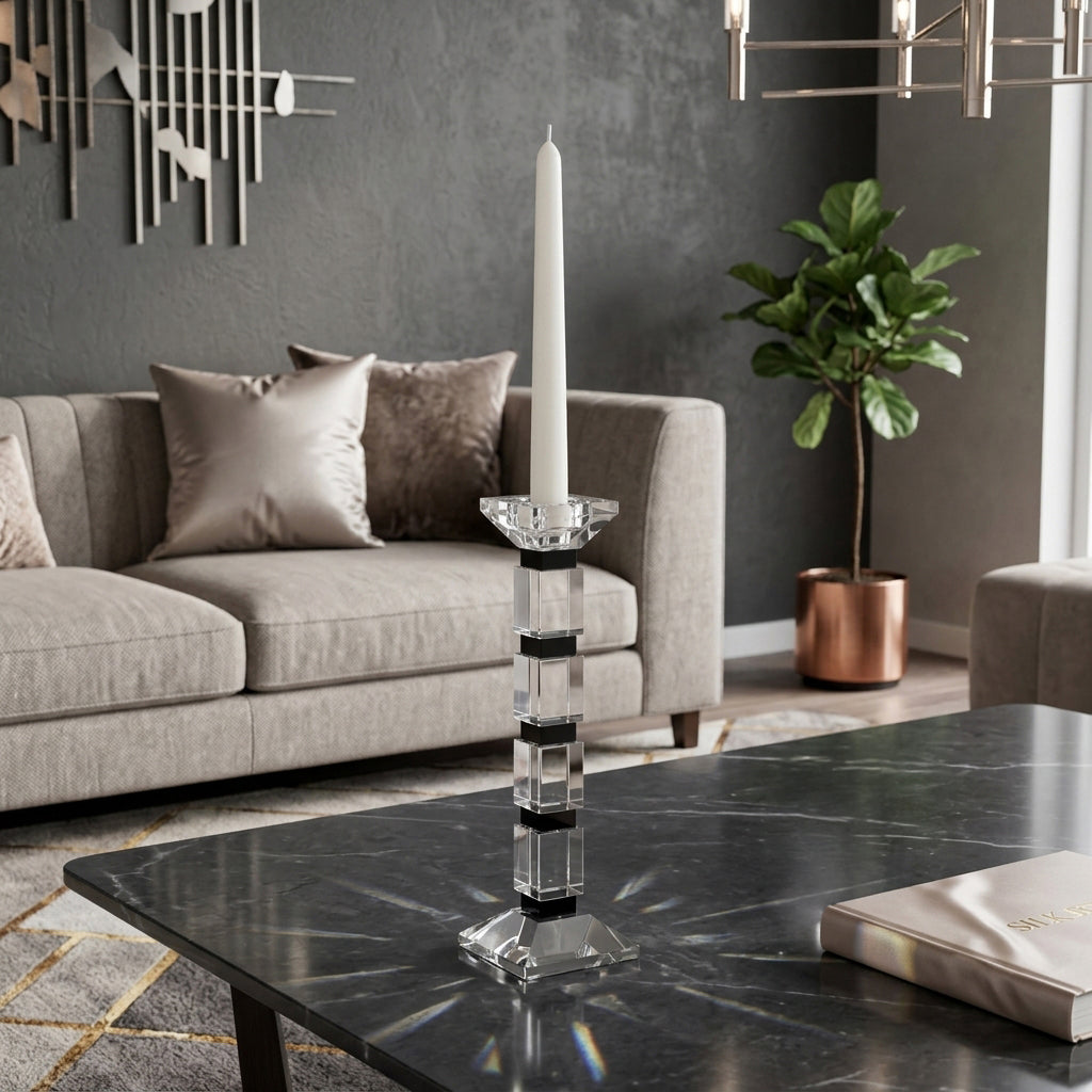 Daleybrook Clear/Black Large Candle Holder