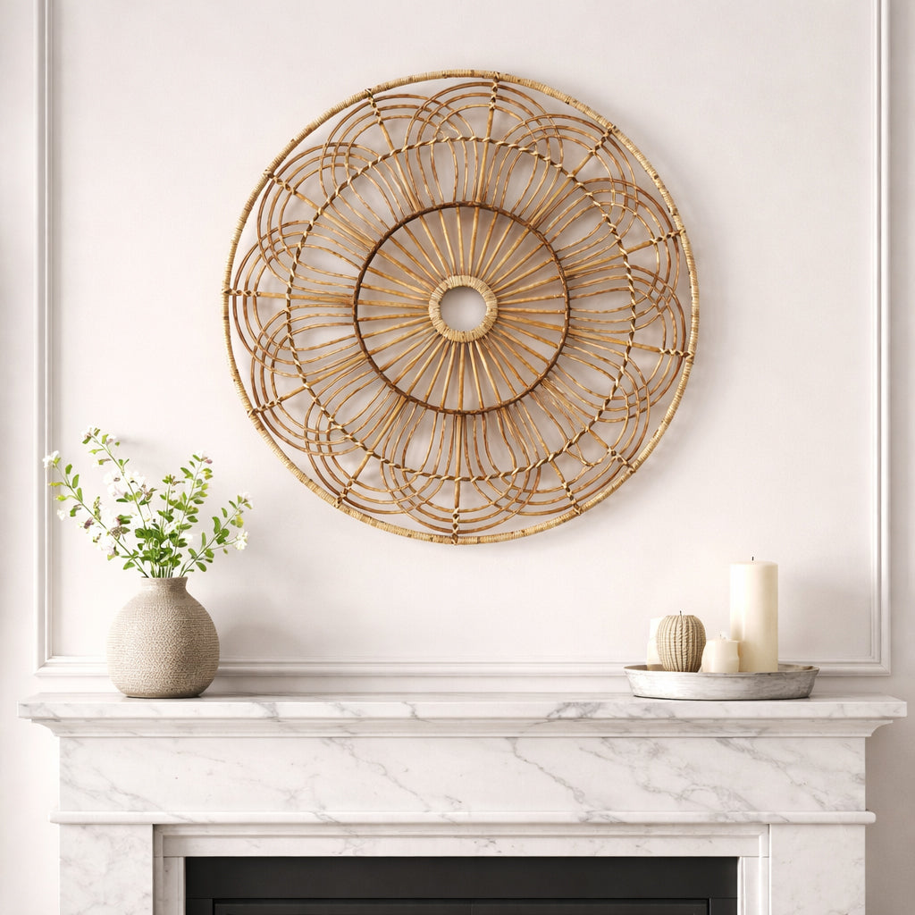 Sage Hen Brown Wicker Round Wall Accent