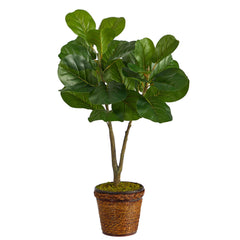 33” Fiddle Leaf Fig Artificial Tree in Basket - Ornate Home