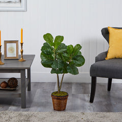 33” Fiddle Leaf Fig Artificial Tree in Basket - Ornate Home