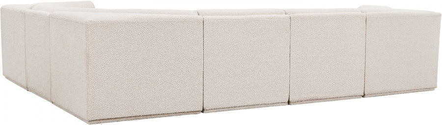 Westcoast Cream 128" Boucle Fabric Upholstered 6pc. Modular Sectional