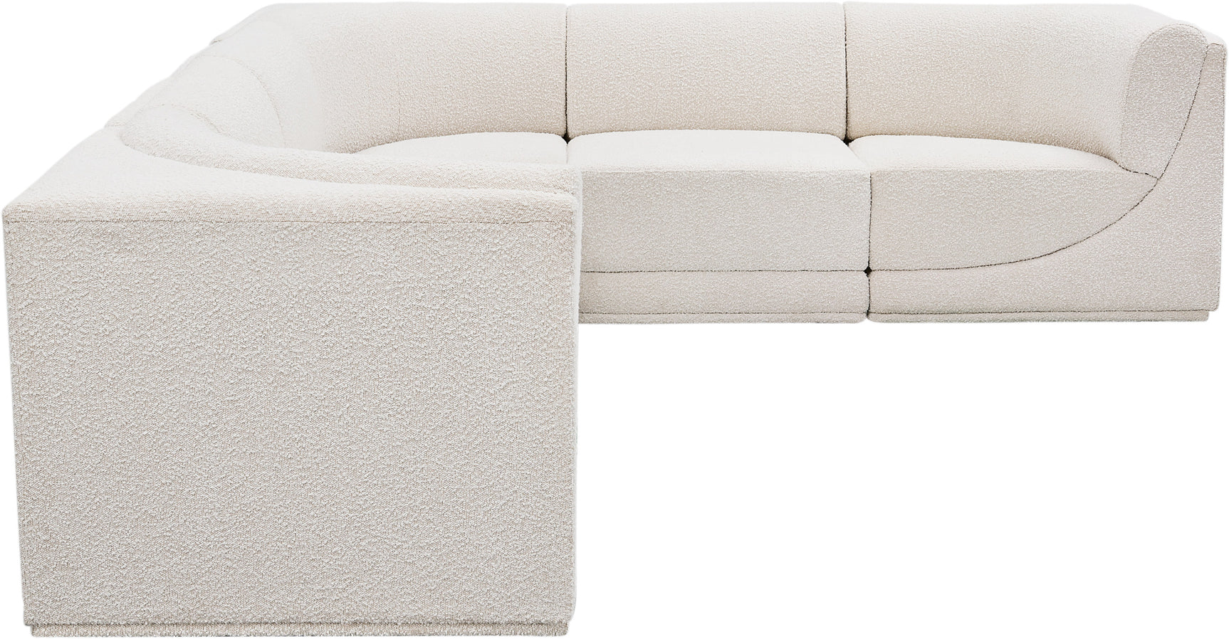 Westcoast Cream 128" Boucle Fabric Upholstered 6pc. Modular Sectional
