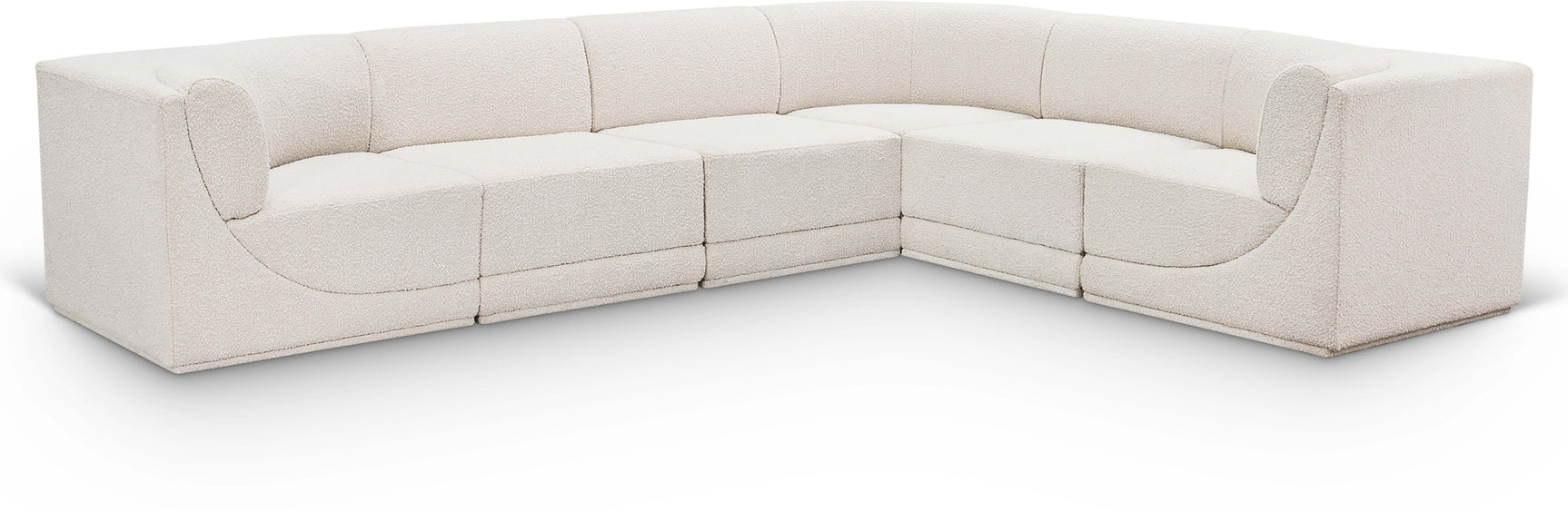 Westcoast Cream 128" Boucle Fabric Upholstered 6pc. Modular Sectional
