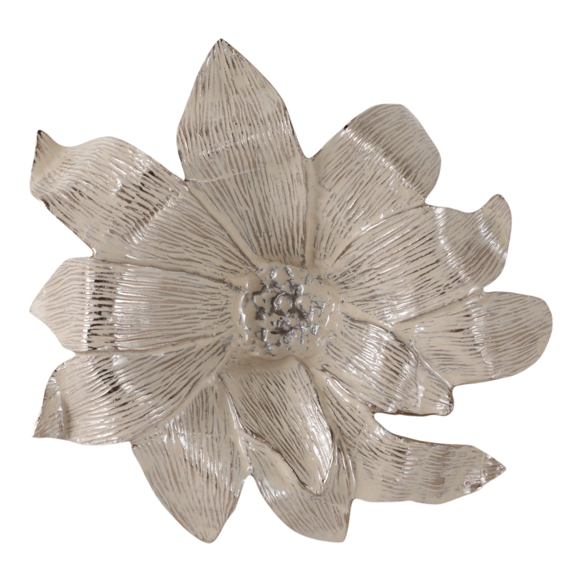 Valencia Ivory/Gold Blooming Flower Metal Bowl
