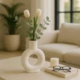 Rawson White Ceramic Round Cut-Out Vase