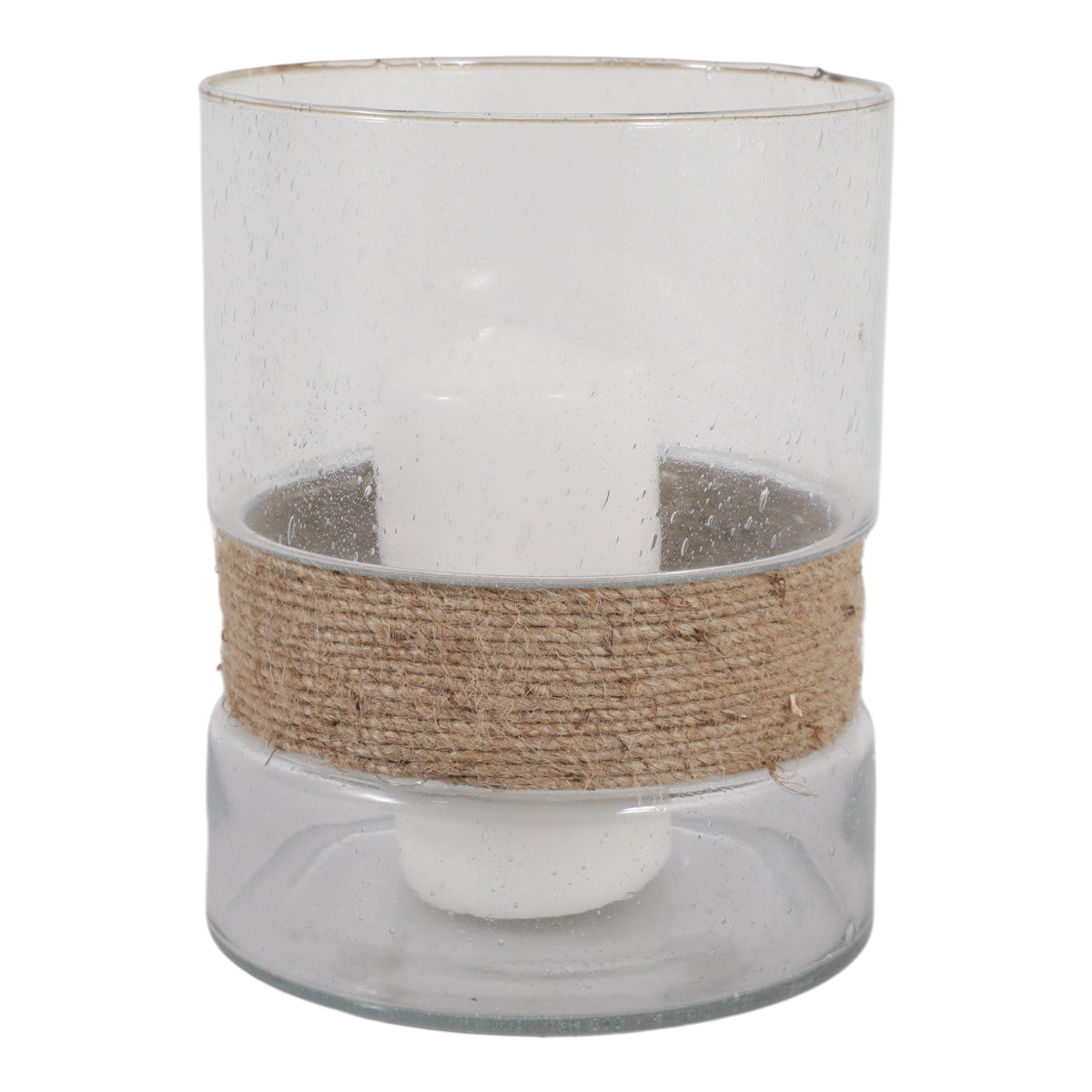 Paloma Natural/Clear Large Rope and Glass Hurricane