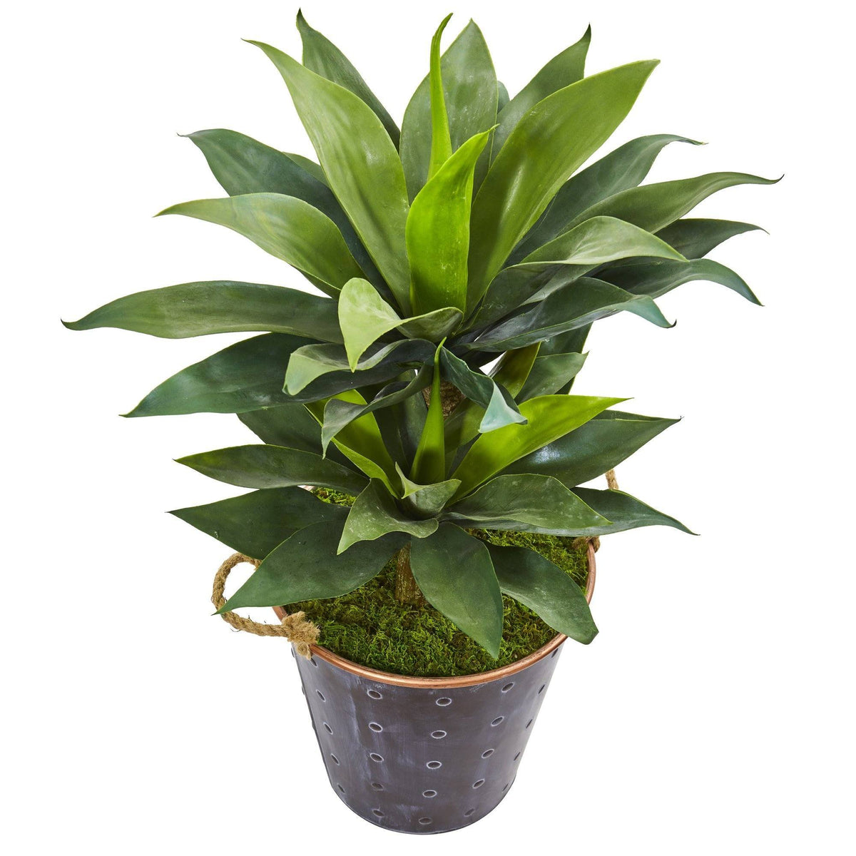 34” Double Agave Succulent Artificial Plant in Metal Planter