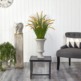34” Onion Grass Artificial Plant in Sand Colored Urn