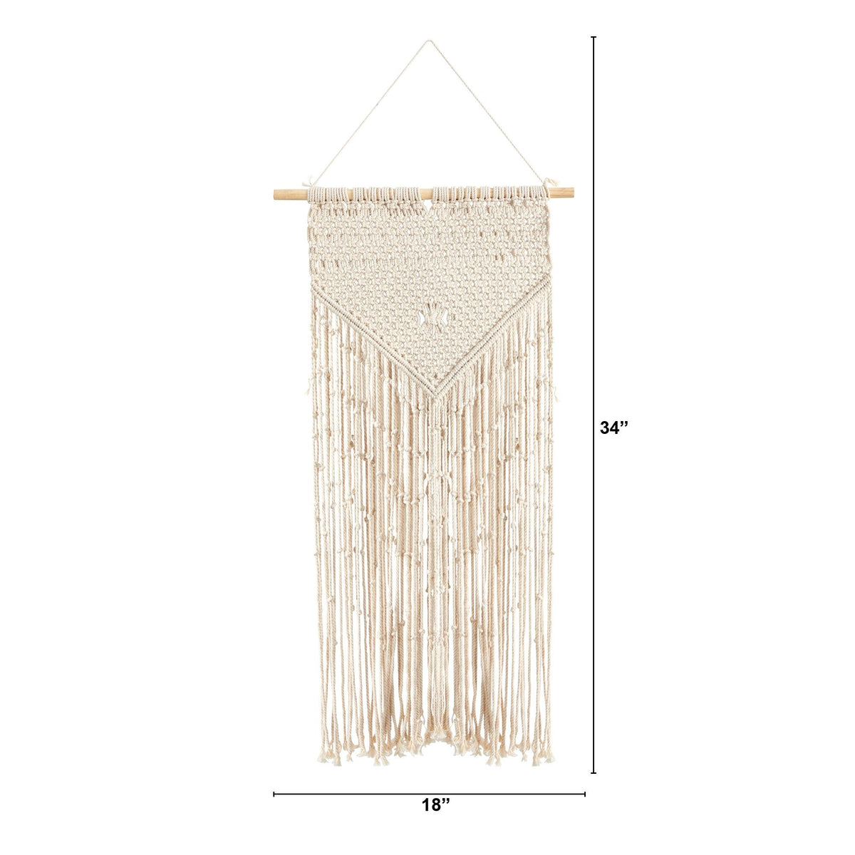 34” x 18” Hand Crafted Boho Macrame Wall Hanging Decor