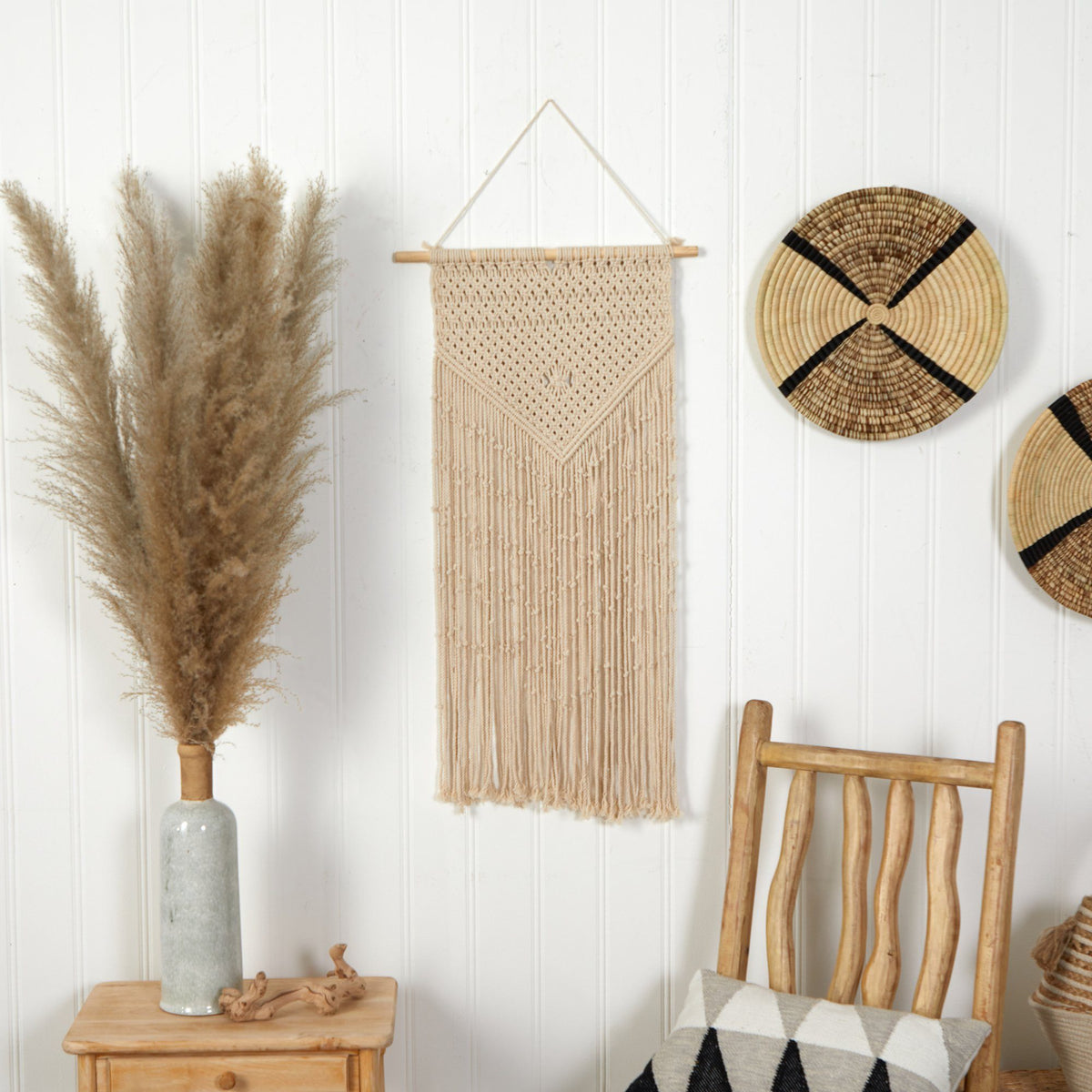34” x 18” Hand Crafted Boho Macrame Wall Hanging Decor