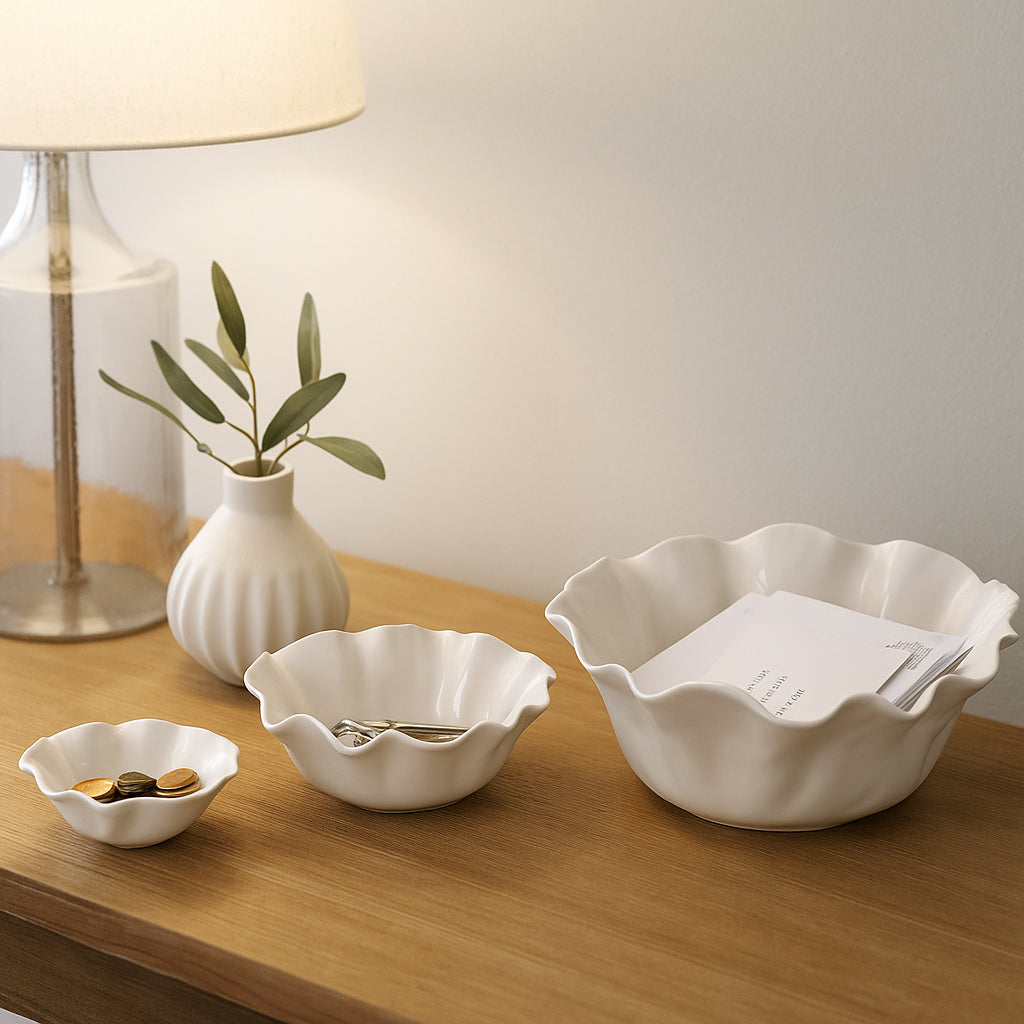 Dales Ivory Petal Bowls (Set of 3)