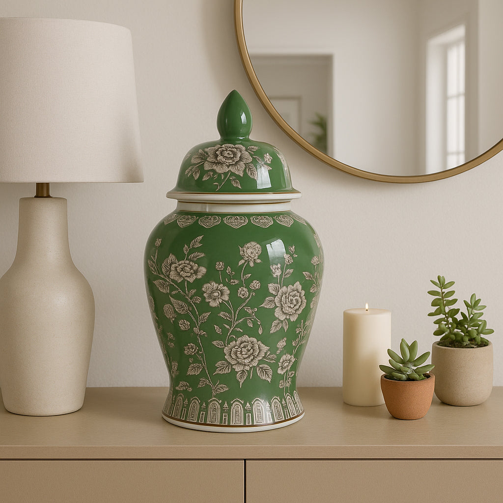 Eldredport Green/Brown/White Large Chinoiserie