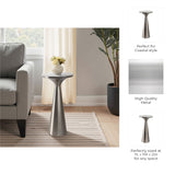 Redcrest White/Silver Tapered Mtal Base and Marble Drnk Table