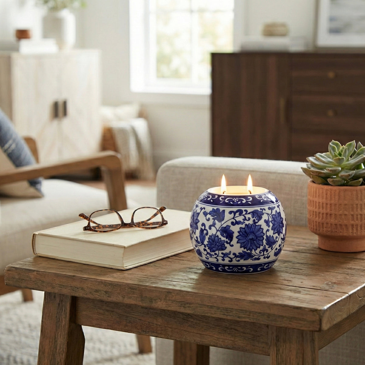 Rockland Blue/White Neroli and Basil Chinoiserie Candle