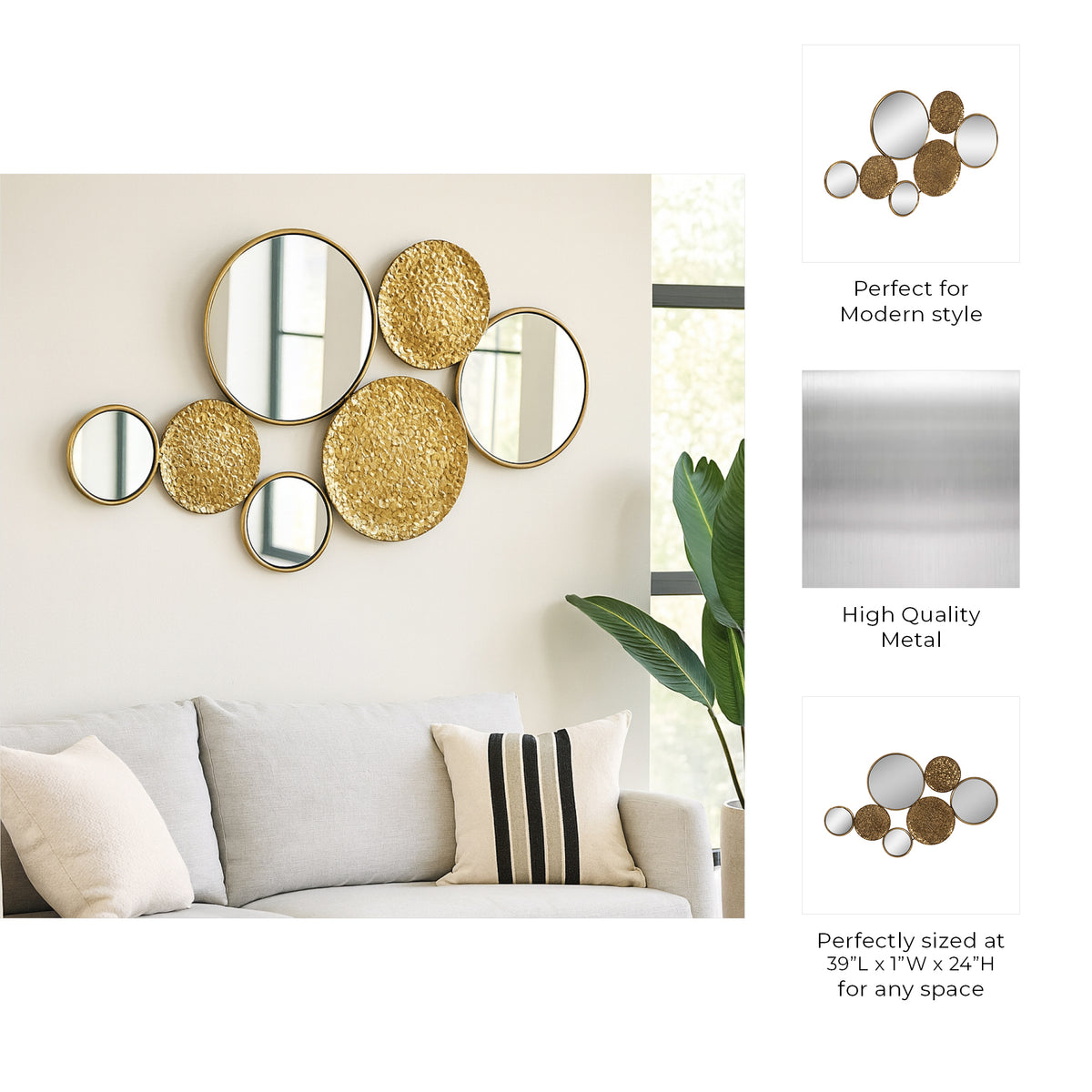 Melita Gold Metal Mirrored Wall Decor