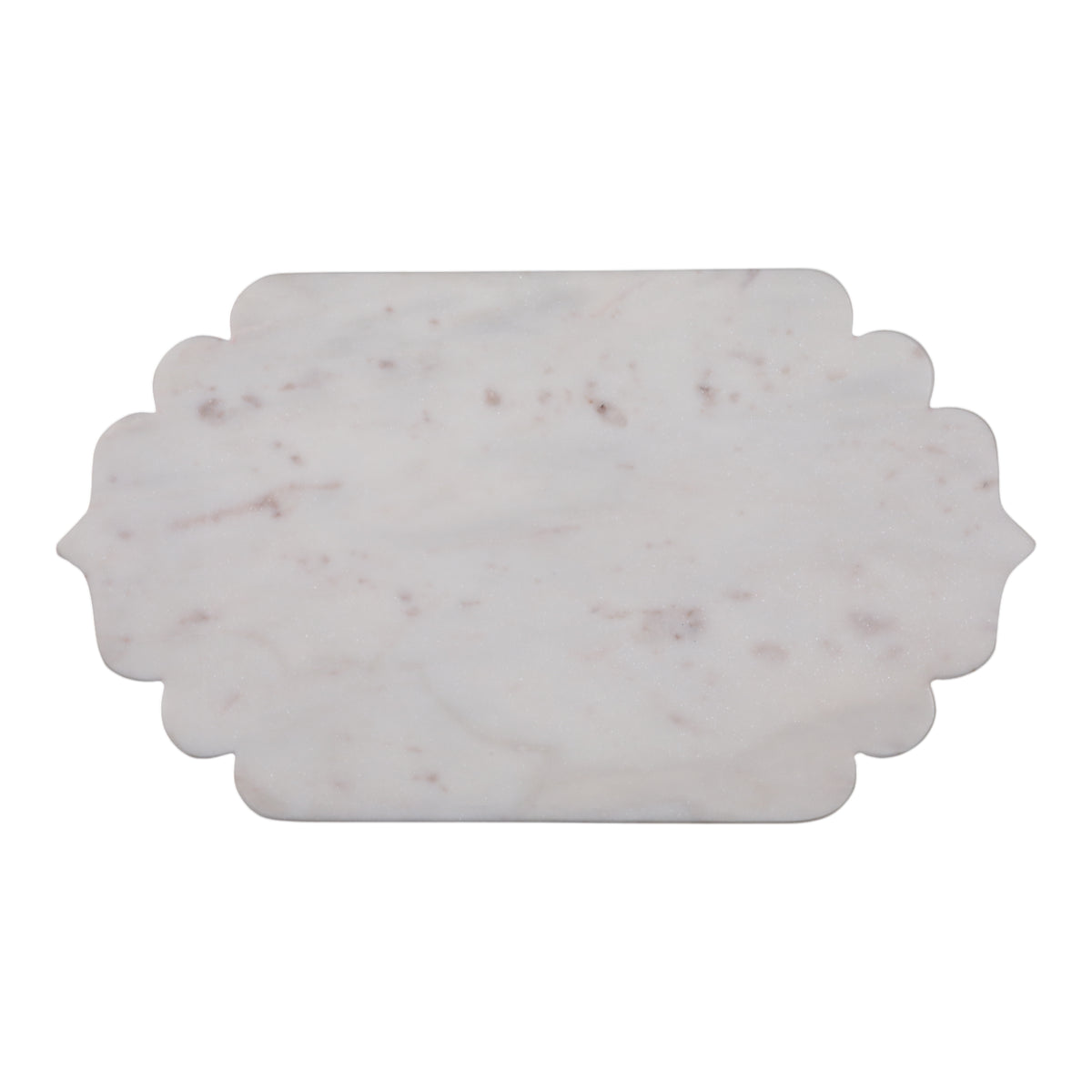 Nipinnawasee White/Tan Scallop Edge Oval Marble Tray