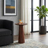 Delleker Brown Wood Pillar Shaped Side Table