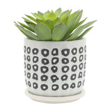 Hickman Black Aztec Planters with Saucer (Set of 2)