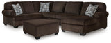 Kimlee Chocolate 3-Piece Sectional and Ottoman