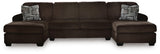 Landsings Chocolate 3-Piece Sectional with Double Chaise