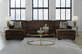 Landsings Chocolate 3-Piece Sectional with Double Chaise