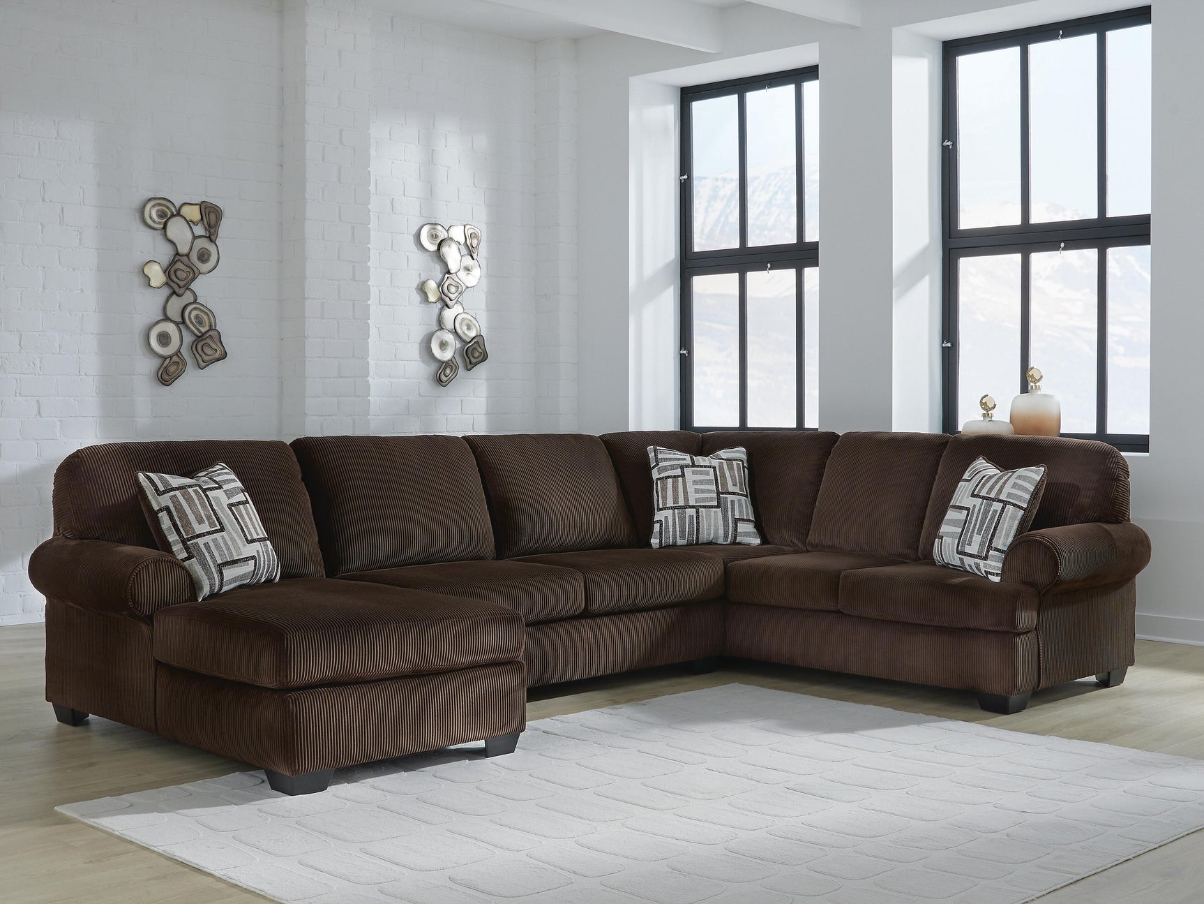 Landsings Chocolate 3-Piece Sectional with Left-Arm Facing Chaise (Online Special Price)