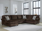 Landsings Chocolate 3-Piece Sectional with Left-Arm Facing Chaise