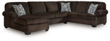 Landsings Chocolate 3-Piece Sectional with Left-Arm Facing Chaise