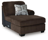 Kimlee Chocolate 3-Piece Sectional and Ottoman