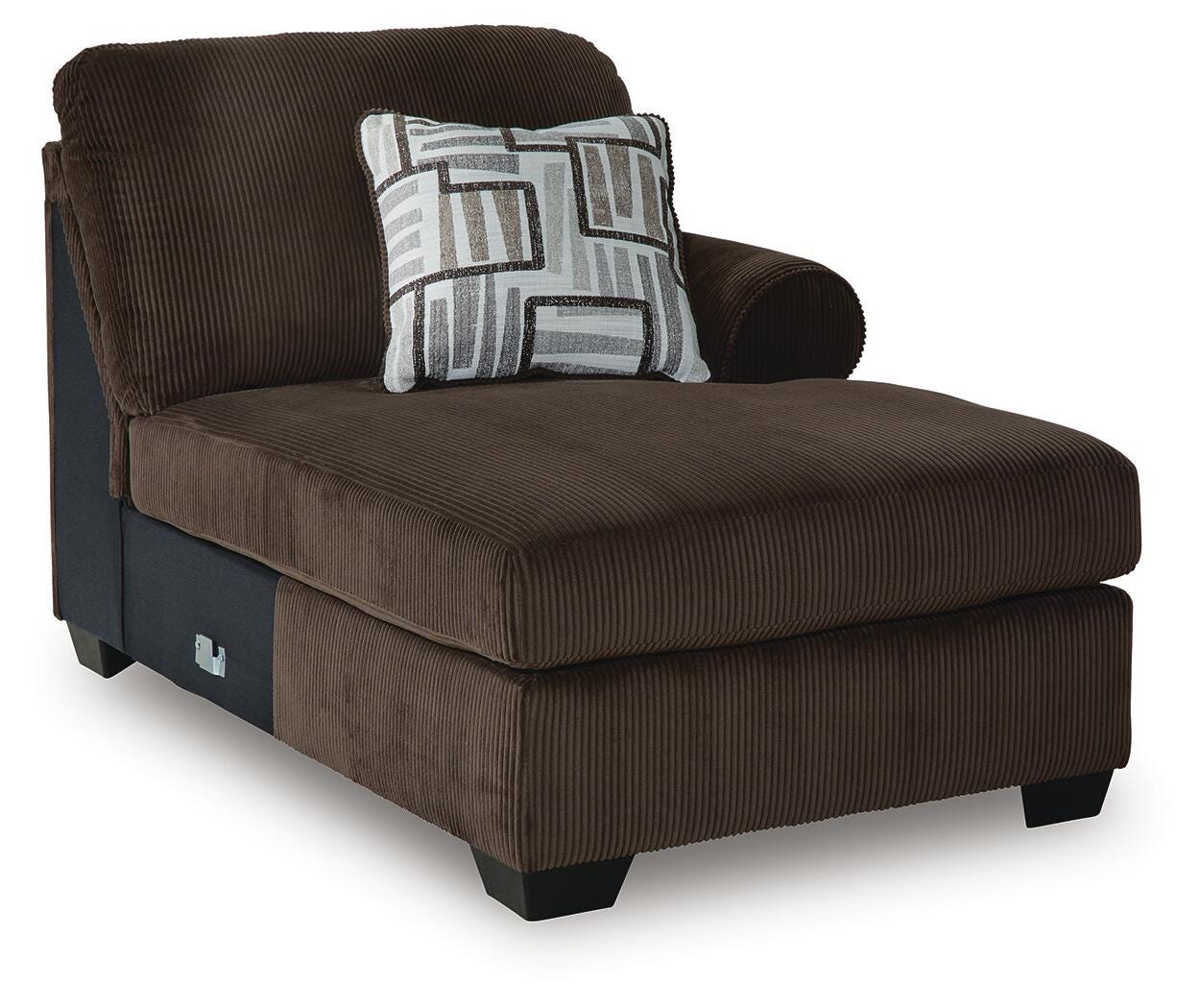 Kimlee Chocolate 3-Piece Sectional and Ottoman