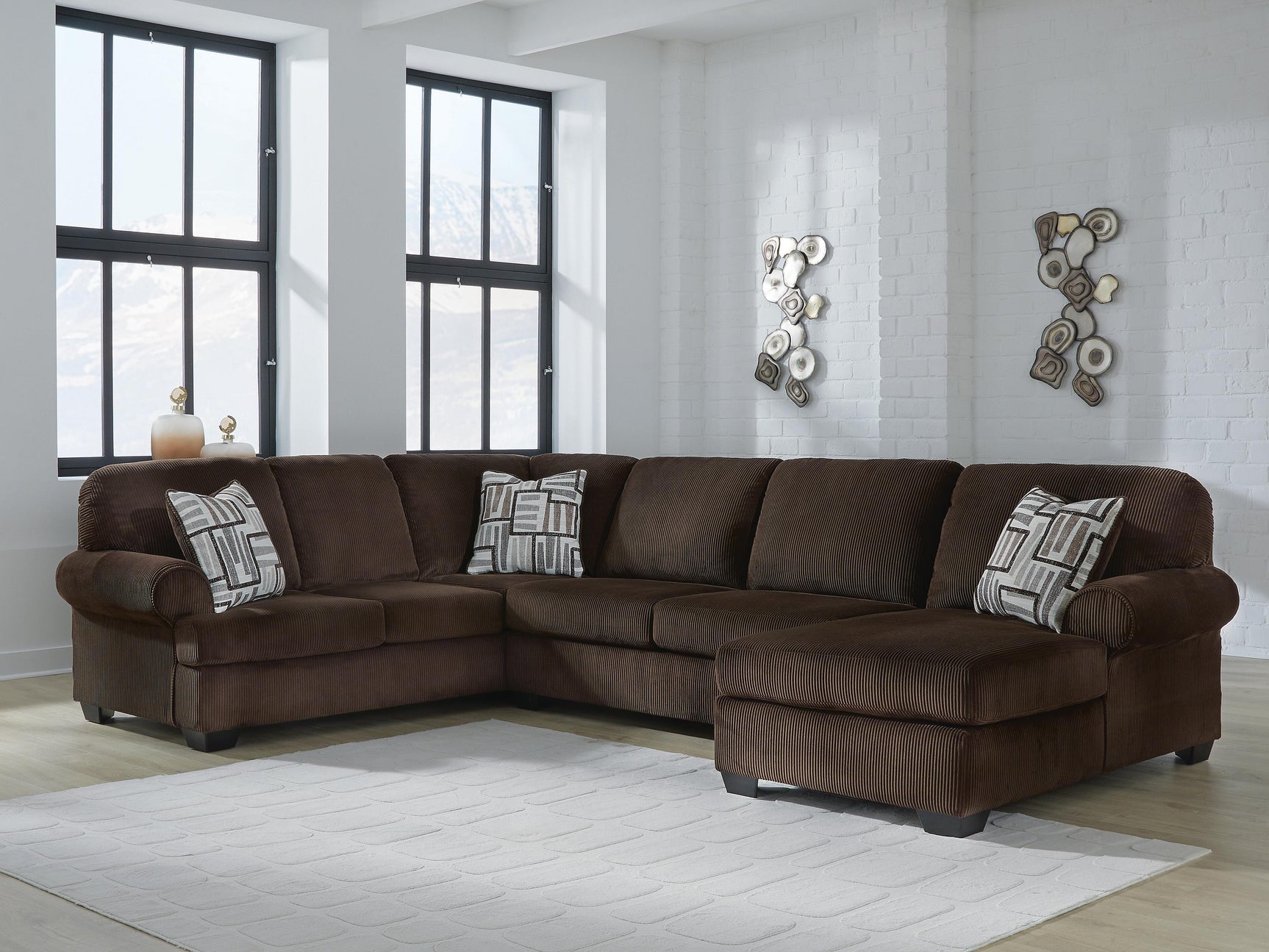 Landsings Chocolate 3-Piece Sectional with Right-Arm Facing Chaise (Online Special Price)