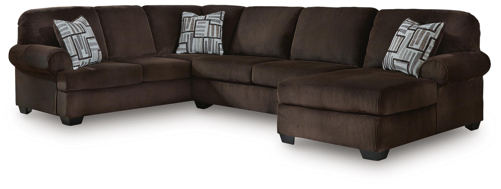 Landsings Chocolate 3-Piece Sectional with Right-Arm Facing Chaise