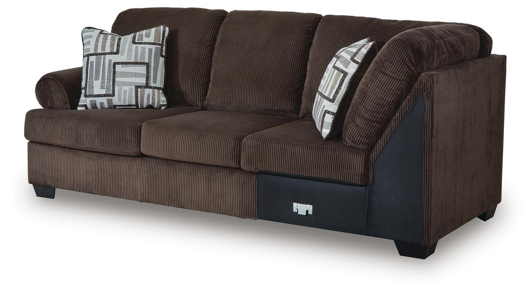 Kimlee Chocolate 3-Piece Sectional and Ottoman