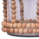Oak Run Natural/Clear Large Wood Beaded Hurricane