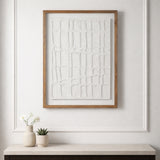 Foxwood White/Brown Paper Mache Wall Art with Wooden Frame and Glass