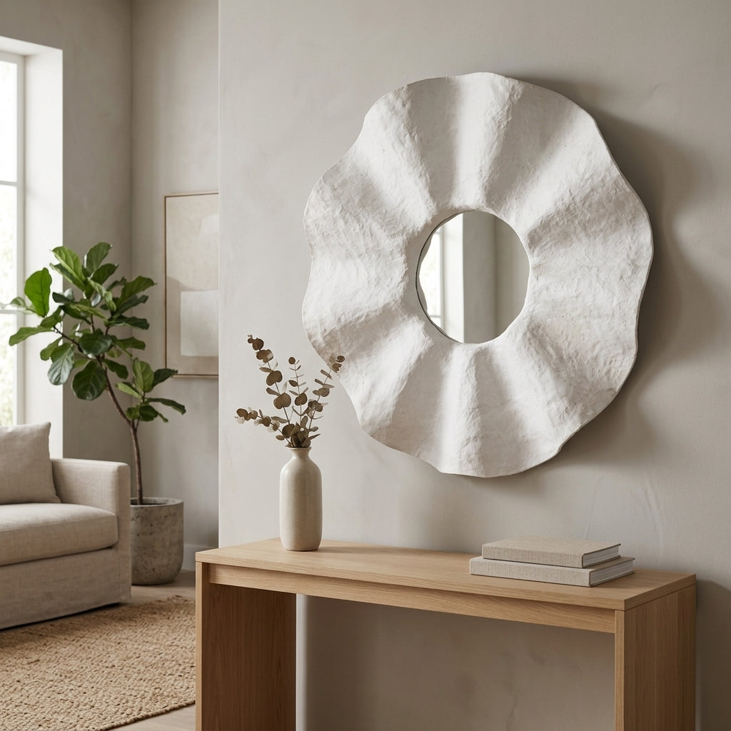 Cornell White Paper Mache Mirror