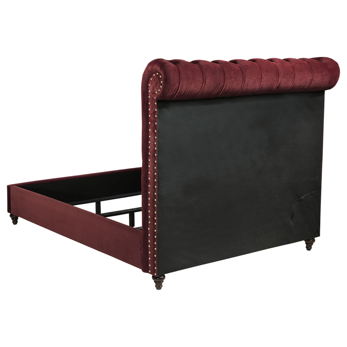 Devon Wine Red Upholstered Full Panel Bed - Ornate Home