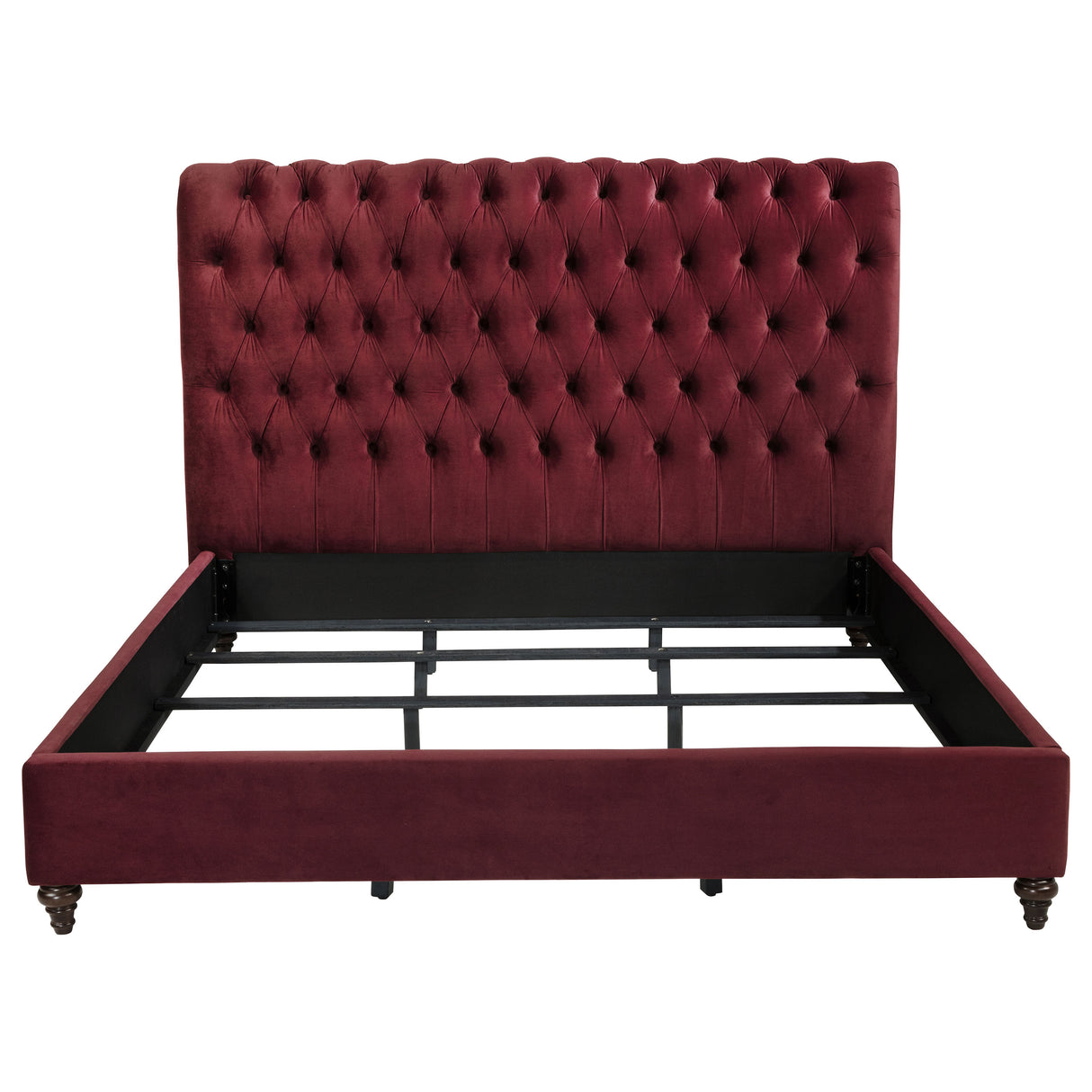 Devon Wine Red Upholstered Eastern King Panel Bed - Ornate Home