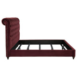 Devon Wine Red Upholstered Eastern King Panel Bed - Ornate Home