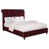 Devon Wine Red Upholstered Queen Panel Bed - Ornate Home