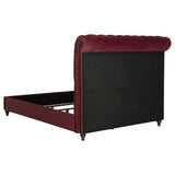 Devon Wine Red Upholstered Queen Panel Bed - Ornate Home