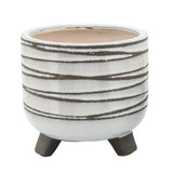 Montara White Ceramic Footed Planters (Set of 2)