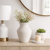 Brazos Ivory Small Paper Mache Ribbed Vase